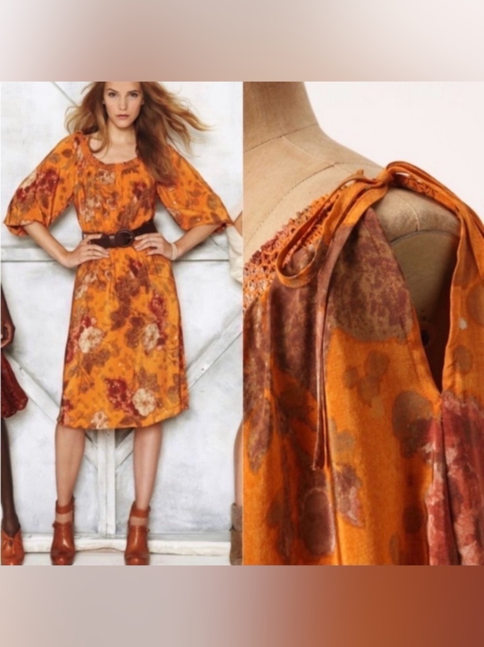 Anthropologie Moulinette Soeurs Cara Cara Orange Dress NWOT